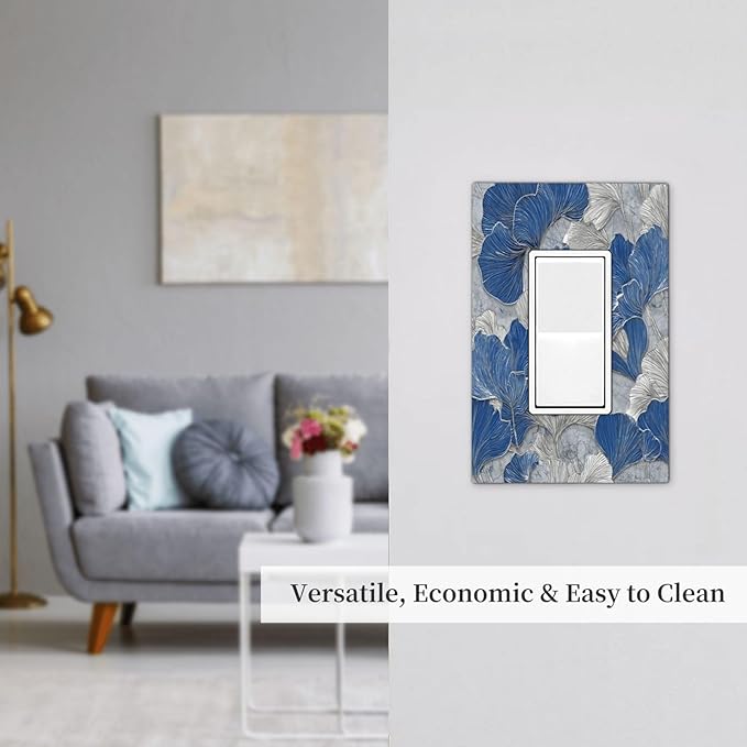 Bvtewkhz Abstract Blue Marble Plant Leaves 1 Gang Single Rocker Decorative - Image 6