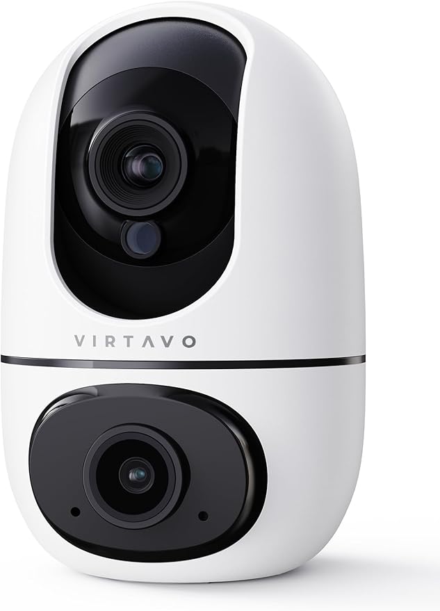 virtavo Indoor Security Camera, Dual-Lens 360° PTZ WiFi Baby Pet Monitor by virtavo