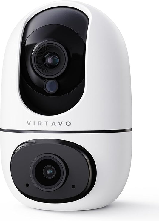 virtavo Indoor Security Camera, Dual-Lens 360° PTZ WiFi Baby Pet Monitor by virtavo