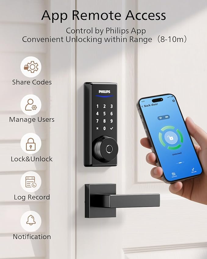 Philips Fingerprint Smart Lock, Keyless Entry Door Lock, Smart Door Locks - Image 3