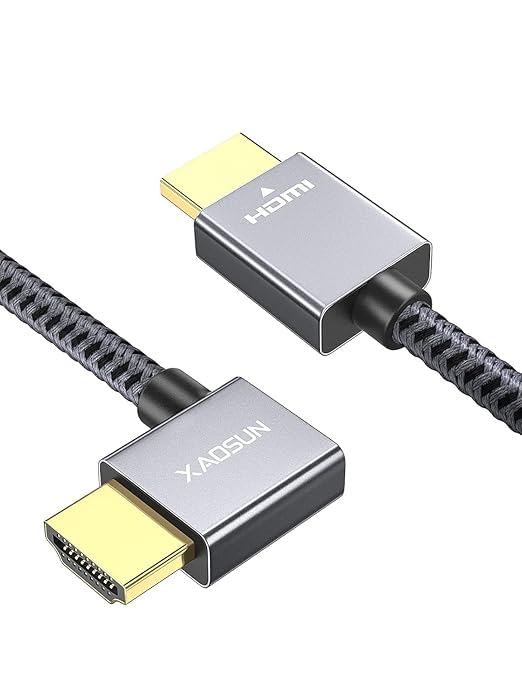 XAOSUN Right Angle HDMI 2.0 Cable 3.3 Feet, Strong Anti-Interference, 18Gbps by XAOSUN