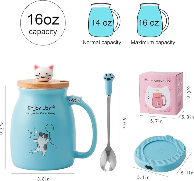 Bsigo Coffee Mug Warmer & Cute Cat Mug Set, Candle Mug Warmer - Image 6