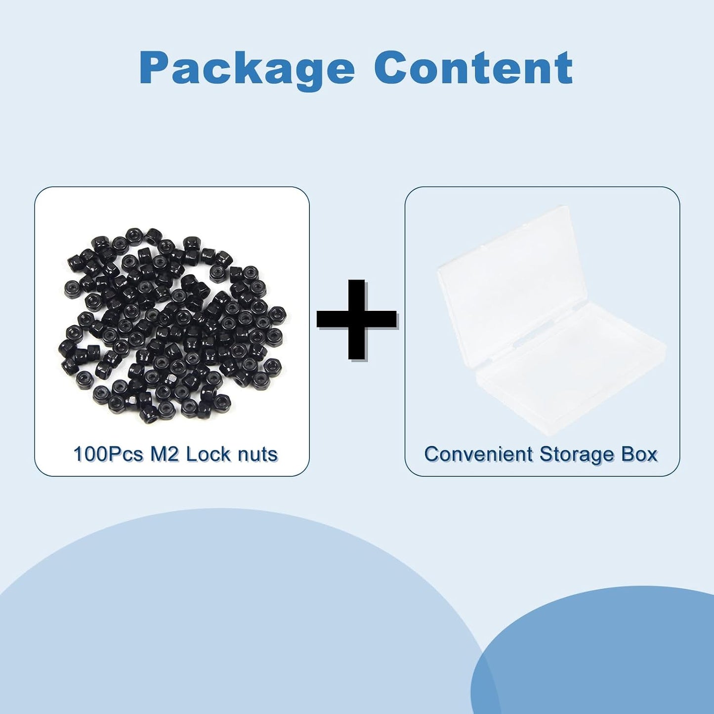 100Pcs M2 x 0.4mm Carbon Steel Hex Lock Nuts, Nylon Insert Self-Locking Nut | Black Zinc Plated, Metric Coarse Thread, for 3D Printers, Drones, Electronics, PCB, and DIY Projects