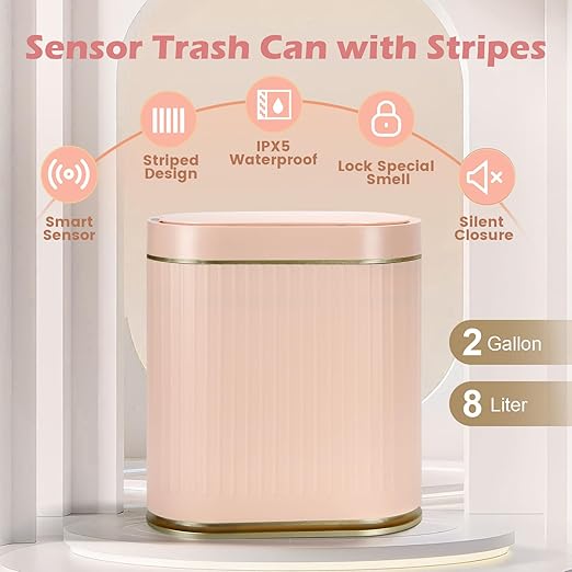Bathroom Sensor Trash Can with Lid Automatic 2 Gallon Motion Sensor Garbage Bin - Image 5