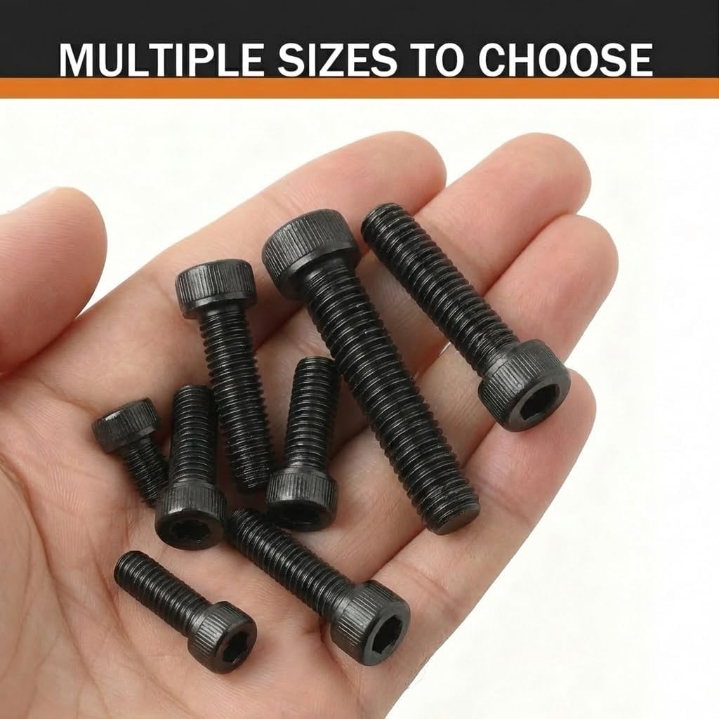 M4 x 14mm (50 Pack) Socket Head Cap Bolts with Hex Spanner, Black Oxide 304 Stainless Steel 18-8, Allen Socket Drive, Full Thread