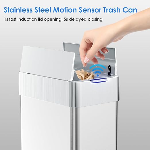 TLSUNNY 21.1 Gallon Automatic Trash Can, Stainless Steel Motion Sensor Garbage - Image 4