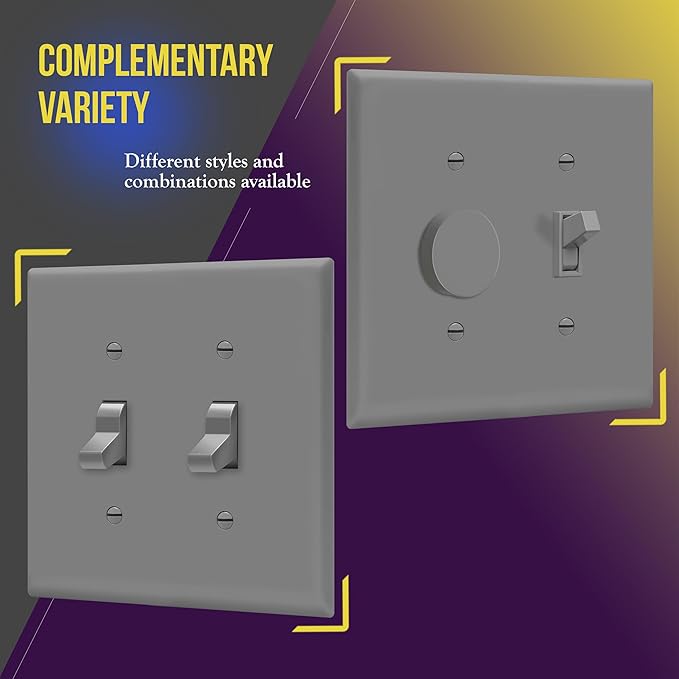 ENERLITES Double Light Switch Wall Plate, Toggle Switch Plate, Gloss Finish - Image 3