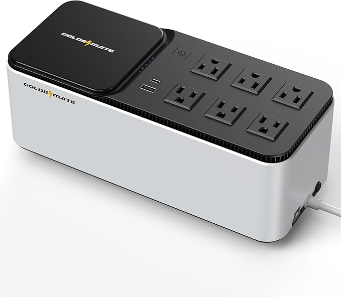GOLDENMATE 600VA/360W Lithium UPS Battery Backup and Surge Protector, Backup by GOLDENMATE
