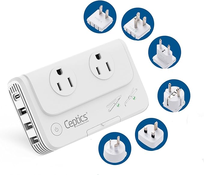 Ceptics Travel Voltage Converter -200W Convert 220V to 110V by Ceptics