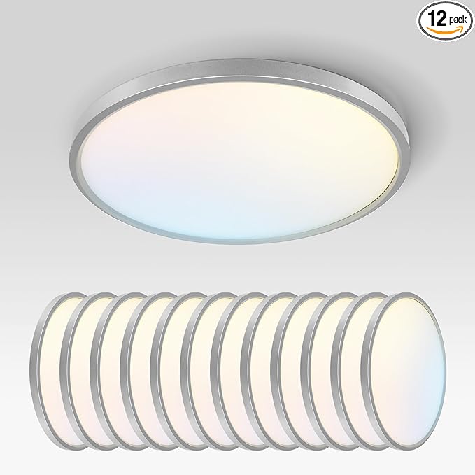 ASD LED 12" Round Flush Mount Ceiling Light Fixture, Low Profile Surface by ASDLightingCorporation