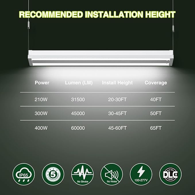 LED Linear High Bay Shop Light 210W, Larger Central Lighting Area, Commercial - Image 8