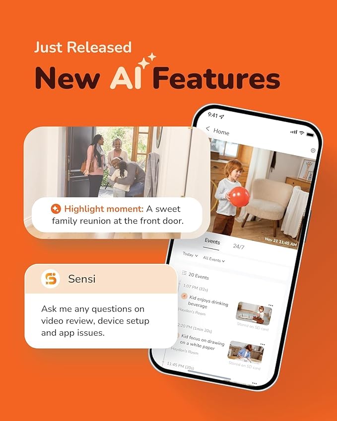 Sensforge 2.5K Indoor Pan-Tilt Dome Security Camera, AI Human & Pet Detection - Image 3