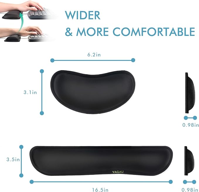 VAGAU Premium Keyboard Wrist Rest and Mouse Pad Wrist Support, Ergonomic Memory - Image 6