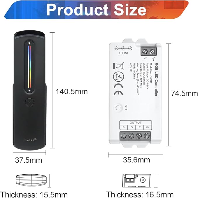 2.4GHz RF RGB LED Strip Controller Remote Kit, Wireless Remote & Tuya - Image 9