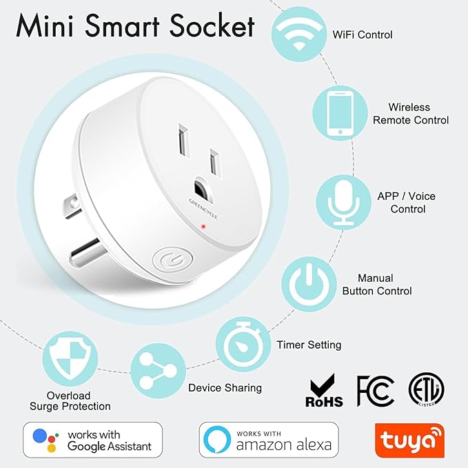 WiFi Smart Outlet Plug with Remote, Compatible with Alexa and Google Home via - Image 2
