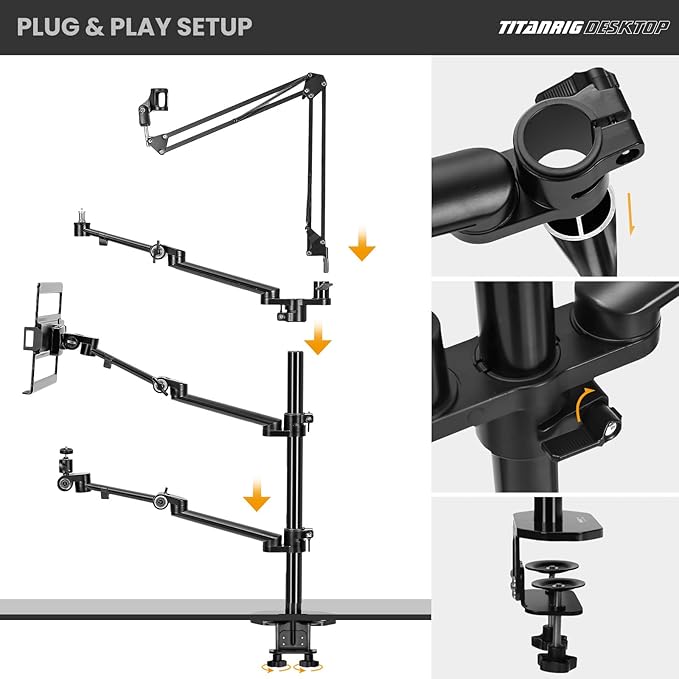 TARION Overhead Camera Desk Mount: 4-in-1 Heavy Duty Mount Set - Image 6