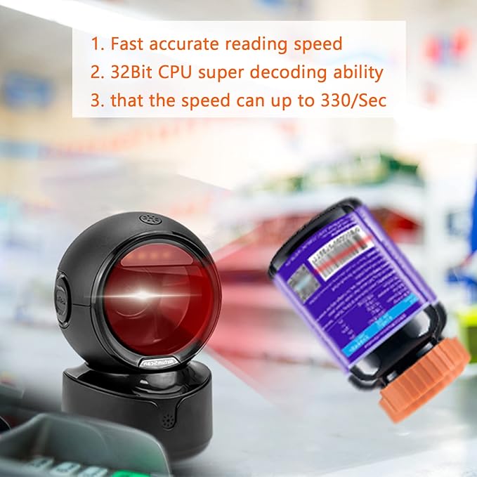 NetumScan Automatic Omnidirectional Desktop Barcode Scanner, Hands-Free USB - Image 5