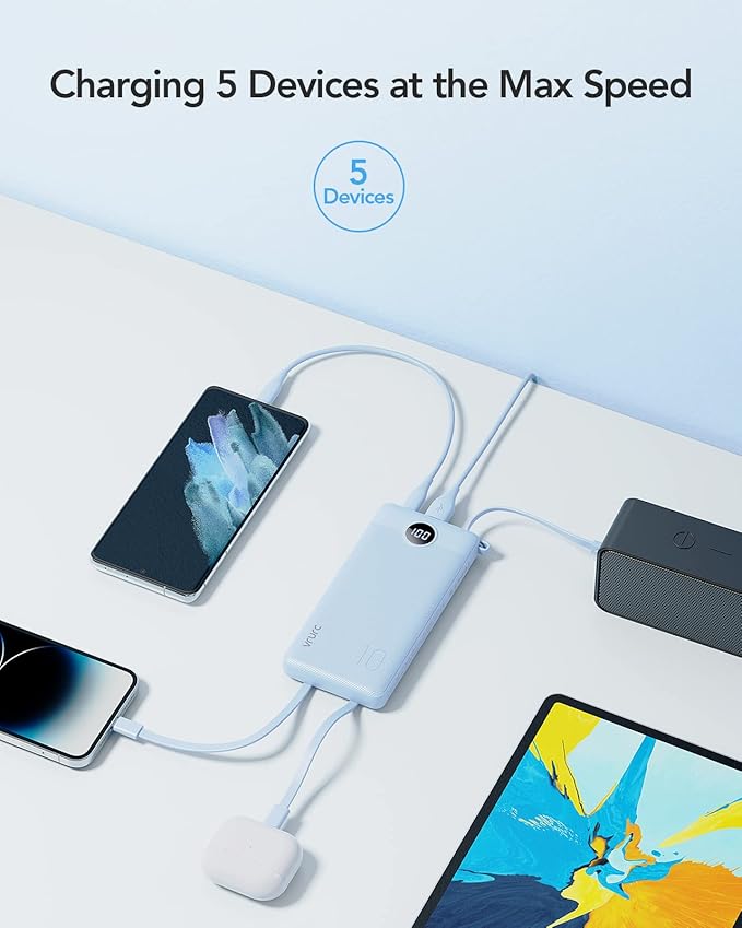 VRURC 10000mAh Power Bank Built-in Cables, Portable Charger - Image 5