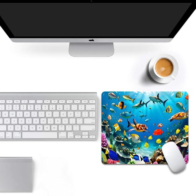 Underwater World of The Ocean Square Mouse pad, Waterproof, Anti Slip Rubber - Image 6