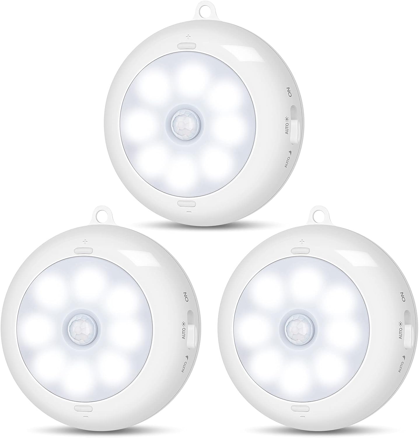 Reoshine Motion Sensor Light Indoor, LED Night Light Closet Lights, Under Cabinet Lights, AA Battery Operated Stick on Wireless Puck Lights for Wall, Step, Stair, Dimmable (3 Pack)