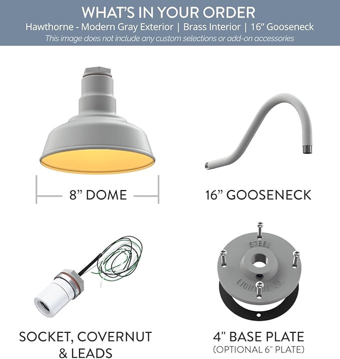 Steel Lighting Co. Hawthorne Barn Light | Outdoor Wall Mounted | 8 inch Dome | - Image 6