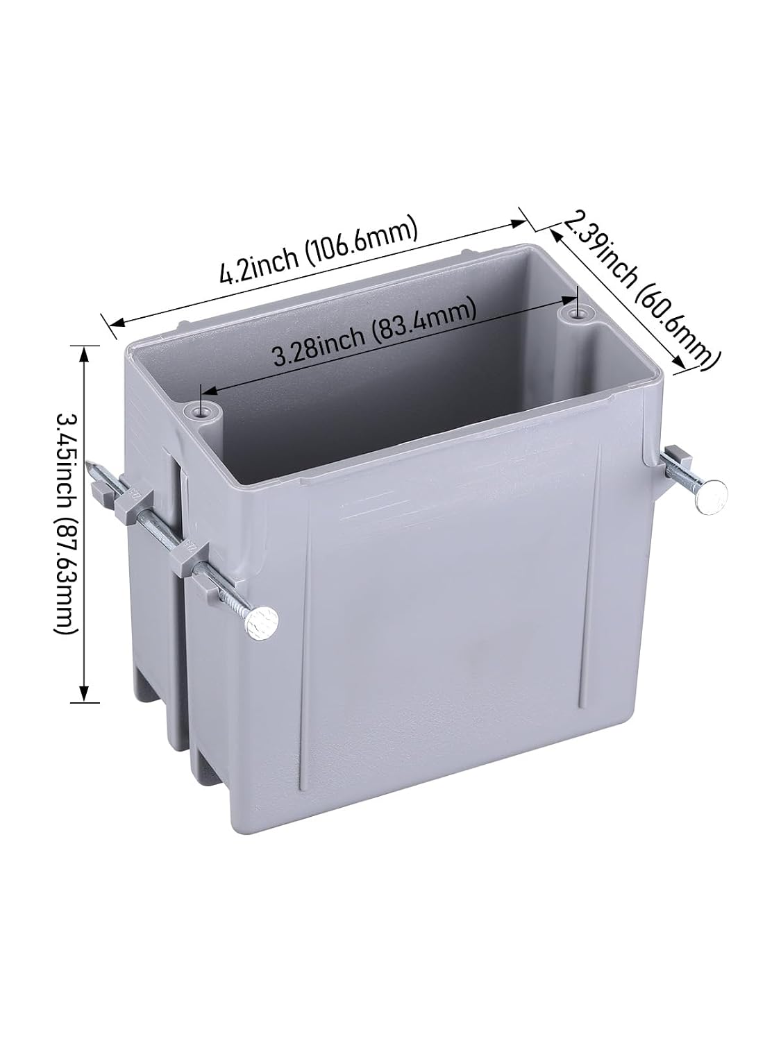LEONLITE 12-Pack 22.5 Cubic Inch Single Gang New Work Electrical Outlet Box | Ultra-deep Device Box, One Gang Electrical Junction Box for Switch, GFCI, Step Light, ETL Listed, Gray, PVC