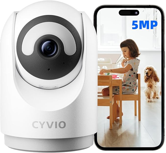 CYVIO 5MP Indoor Security Camera, 3K Pan-Tilt WiFi Surveillance Camera by CYVIOSecurity