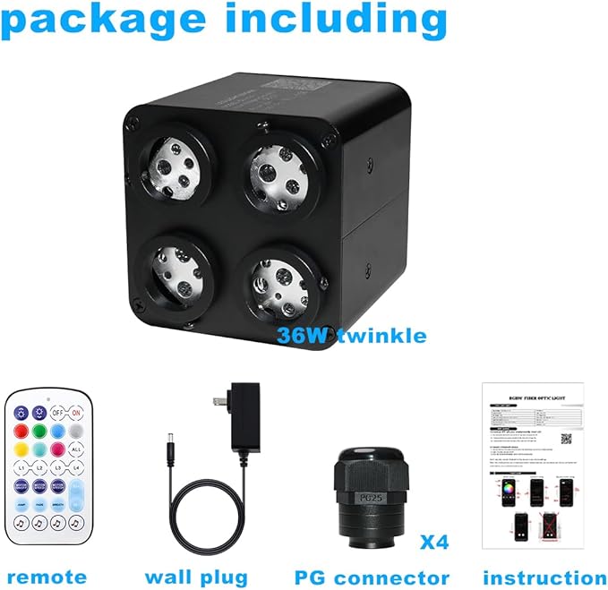 AZIMOM 4color 36W Twinkle Fiber Optic Starlight Box, 4Port Light Source Sound - Image 7