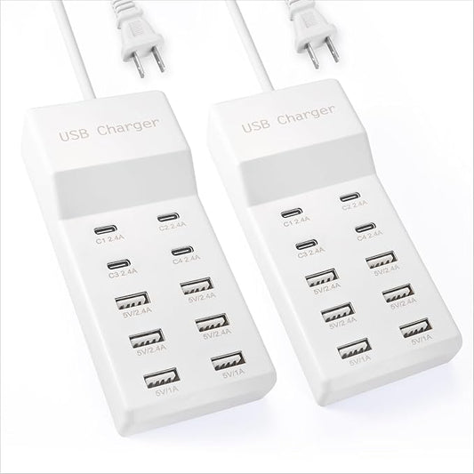 USB Charging Station with 6 USB-A & 4 USB-C Ports, 50W 10A USB Charging Block by SIWMER
