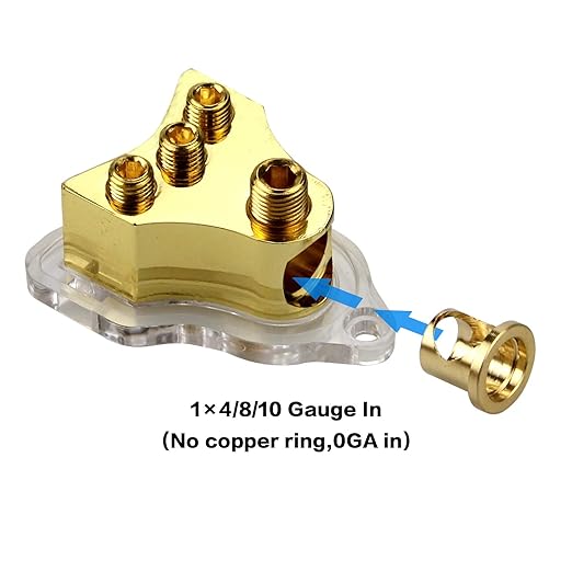 RKURCK 3 Way Copper Power Distribution Block, 0/2/4 AWG Gauge in, 4/8/10 Gauge - Image 3