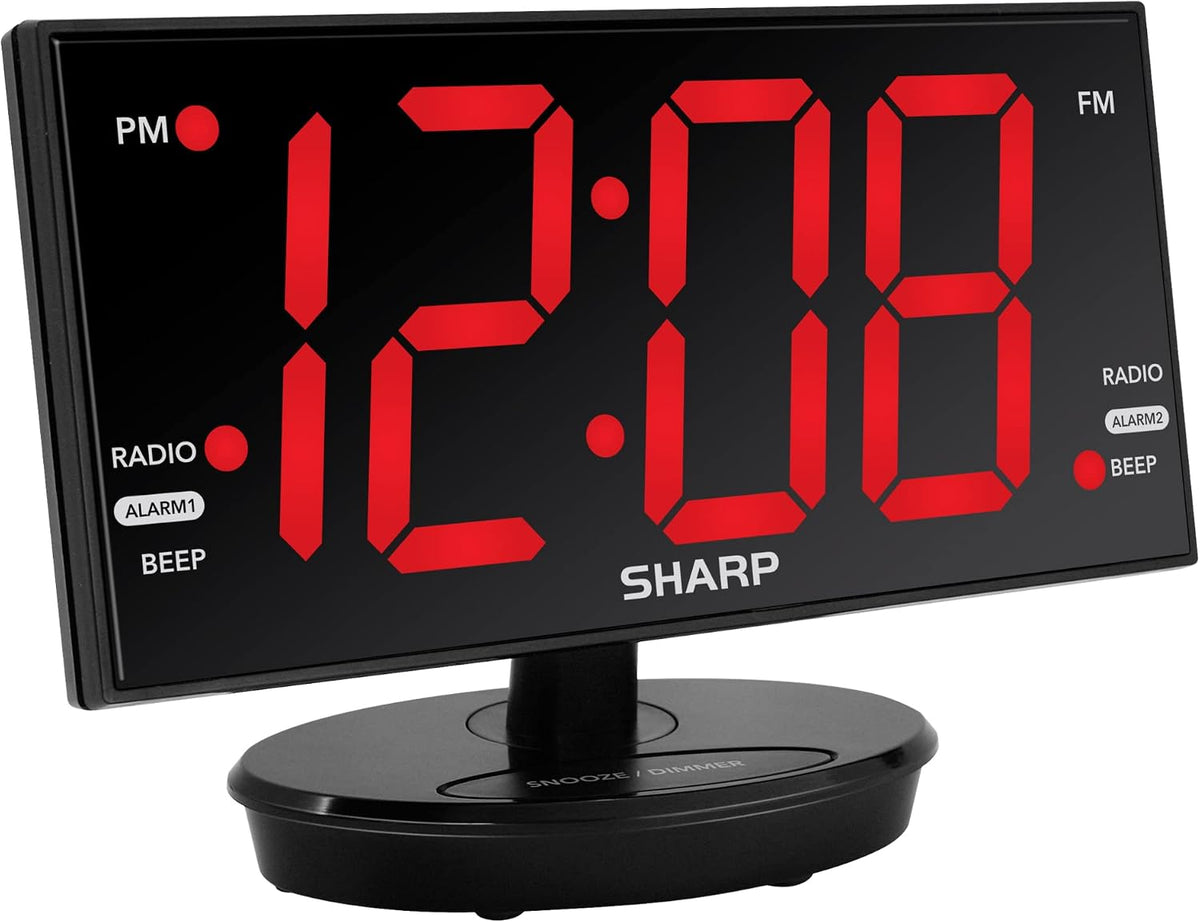 Sharp Digital Alarm Clock, 8.9" Extra Large LED Clock