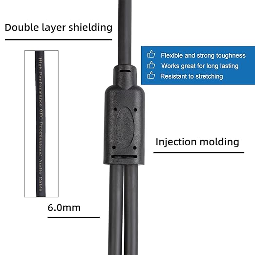 Smithok XLR Splitter Cable, Female to Dual Male Y Cable, Balanced Microphone - Image 6