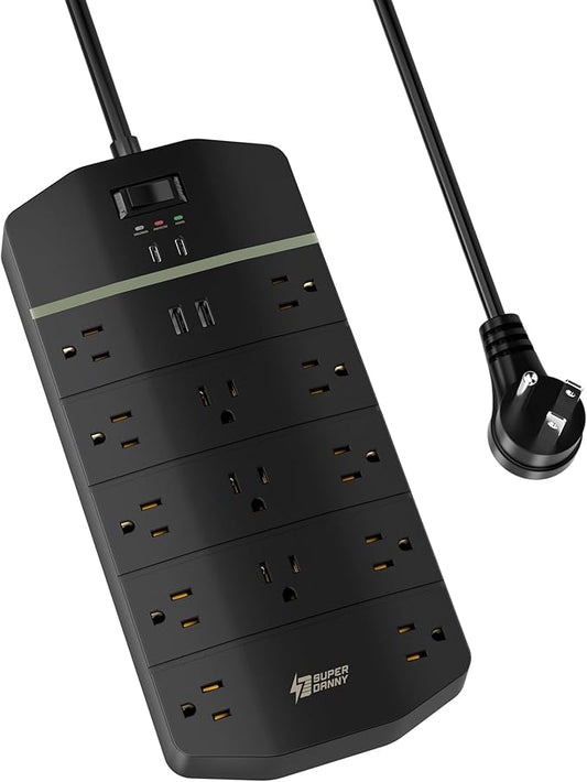 SUPERDANNY 15A Power Strip Surge Protector 5000 J by SUPERDANNY