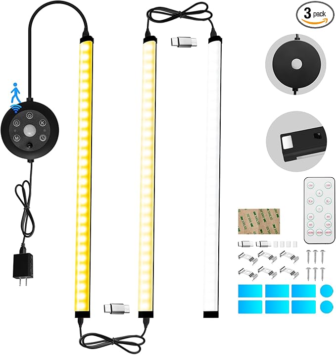THLIFURE Black Plug in Under Cabinet Light bar by THLITURE