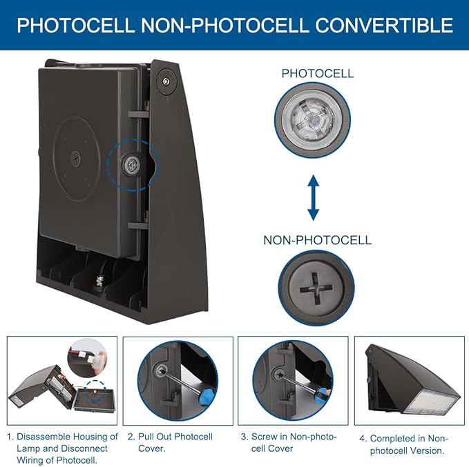 DAKASON 100W LED Wall Pack, Dusk-to-Dawn Photocell, Adjustable Head, Full - Image 5