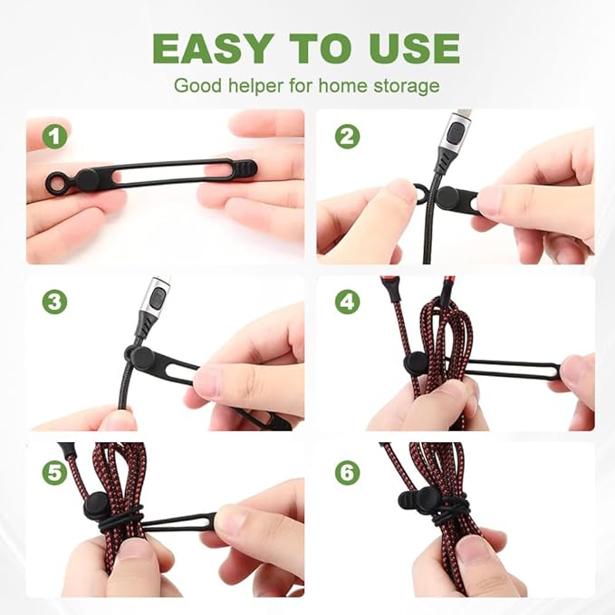 10PC Data Cable Organizer, 2026 Upgrade Silicone Cable Ties Reusable Cable - Image 6