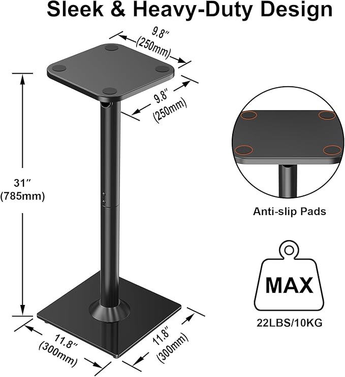 ELIVED Universal Speaker Stand Pair, 31 Inch Height Bookshelf Speaker Stands - Image 3
