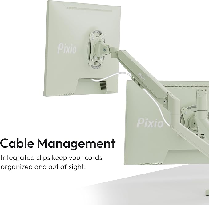 Pixio PS1D Wave Mint Green Dual Monitor Arm Stand Desk Mount - Image 5