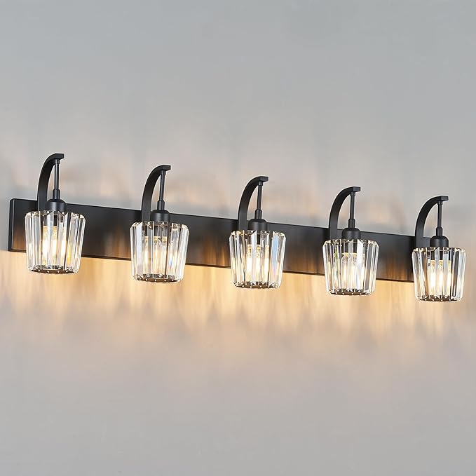 FDPBY Modern Bathroom Vanity Light, 5-Light Black Wall Sconce - Image 8
