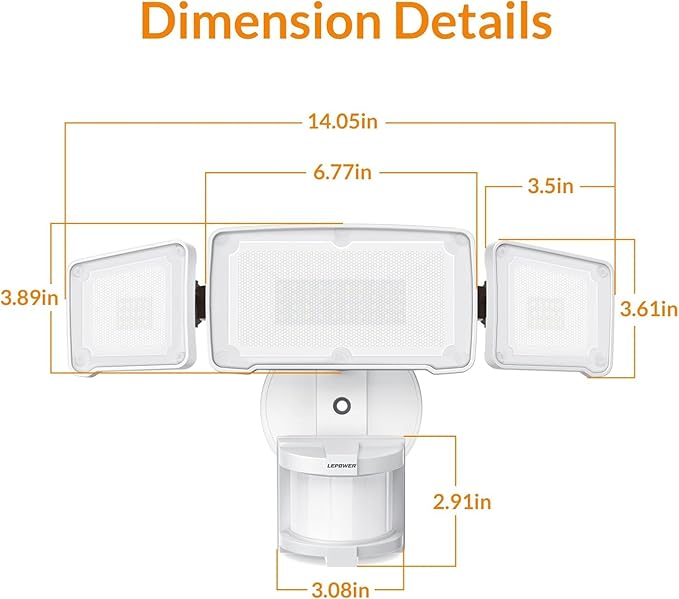 LEPOWER LED Security Lights Motion Sensor Light Outdoor, 38W 4200LM Light - Image 9