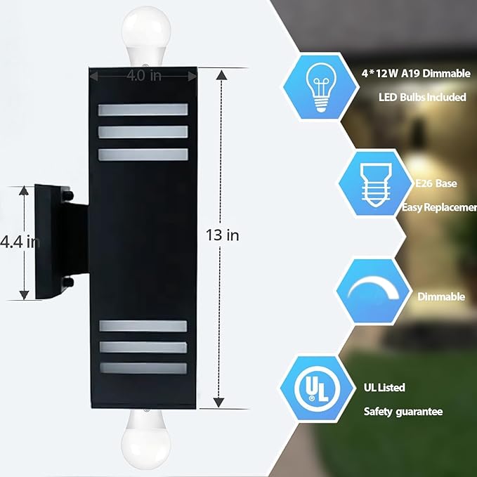 Motion Sensor Outdoor Wall Lights, Dusk to Dawn Exterior Light Fixture - Image 2