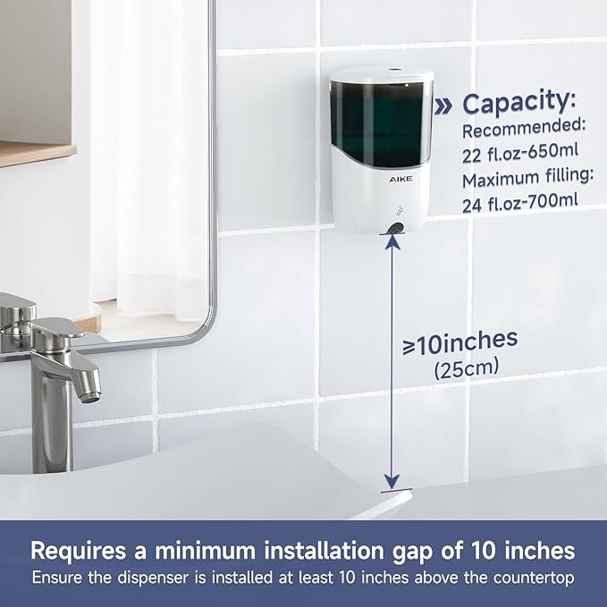 AIKE Liquid Automatic Wall Mount Soap Dispenser, Battery Operated Model AK1216 - Image 2