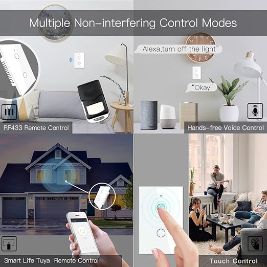 MOES 2.4GHz WiFi Wall Touch Smart Switch Neutral Wire Required, 3 Way - Image 4