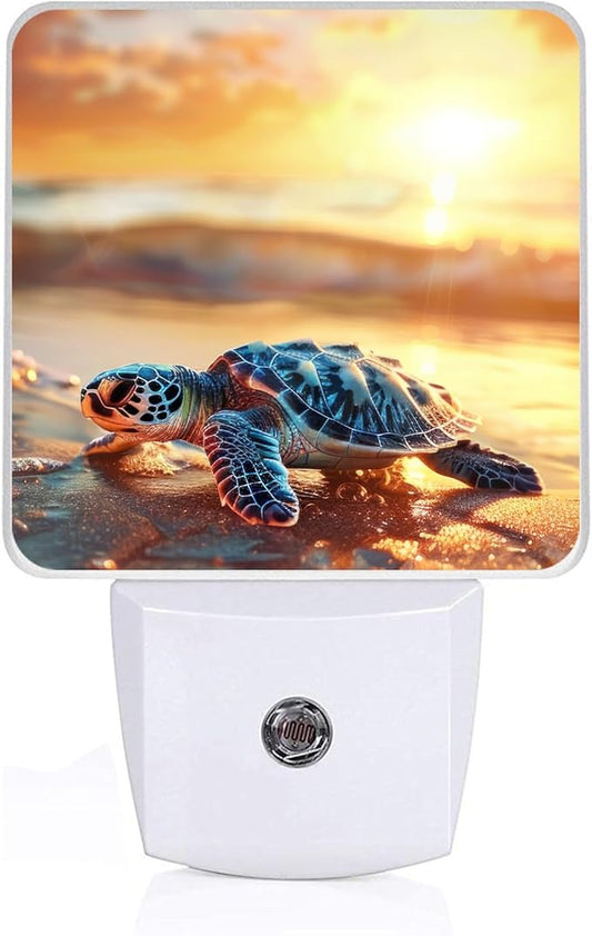 GANTINIR Sea Turtle Beach Sunrise Night Light, Plug-into Nightlight White LED by Unknown