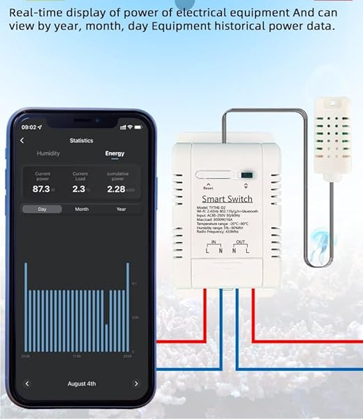 Yitouniu Tuya Smart WiFi 16A Temperature Humidity Switch Sensor Module - Image 6