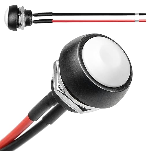 QTEATAK 1/2" Pre-Wired Mounting Hole On/Off White Mini Round Waterproof by QTEATAK