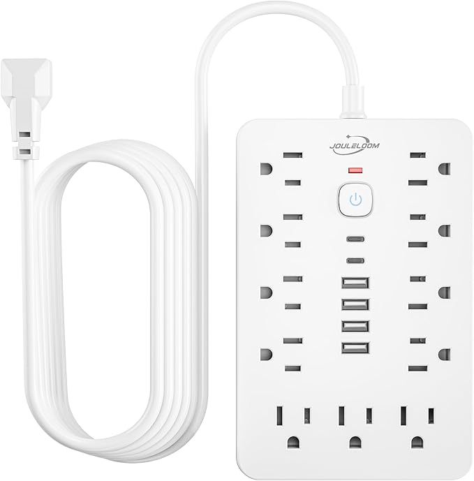 JouleLoom 6 FT Flat Plug Surge Protector Power Strip, 11 Multiple AC Outlets by JouleLoom