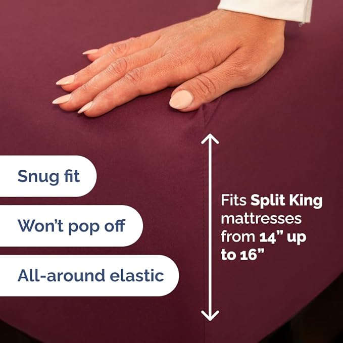 Split Head King Sheet Set – 4 Piece Flex Split Top King Sheets - Image 4