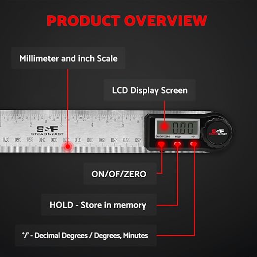 Digital Angle Finder Tool for Woodworking 7 inch / 200 mm, Stainless Steel - Image 8