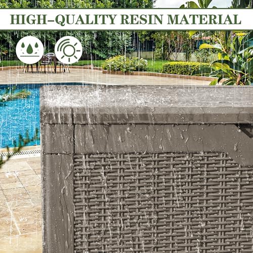 greesum 100 gallon resin deck box large outdoor showing dimensions